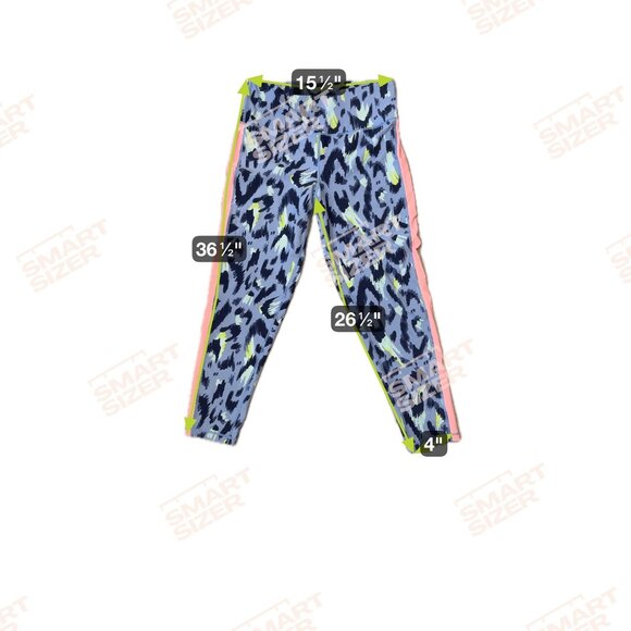 Aerie XL Chill Play Move Blue Leopard Print Cropped Leggings Pink Sides Mob Wife - Picture 3 of 10